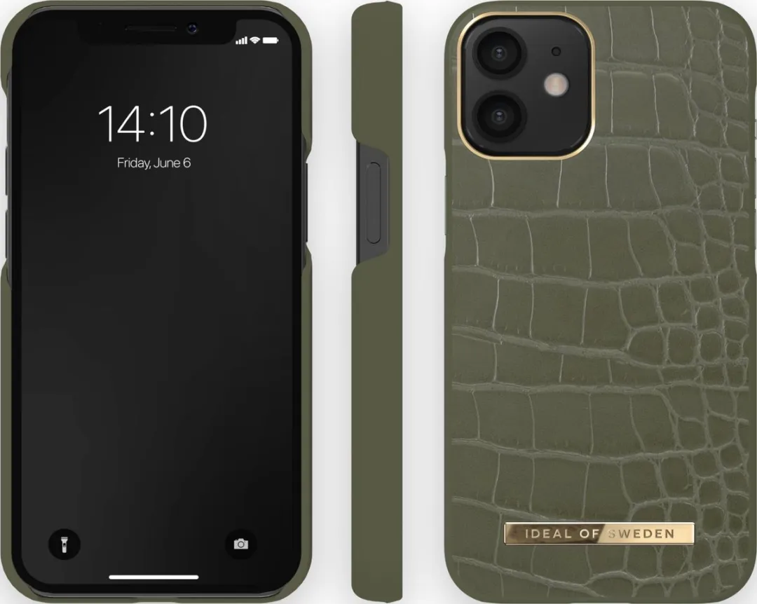 iDeal of Sweden Atelier Case iPhone 12 Mini - Khaki Croco - afbeelding 3 van 4