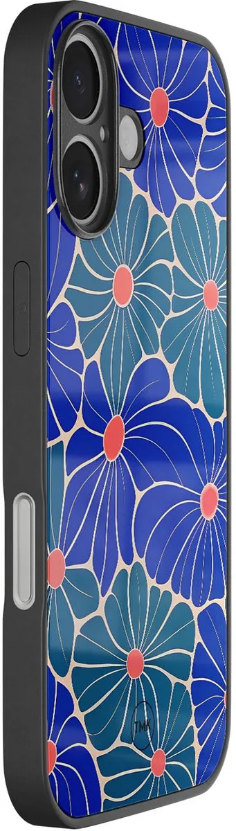 Casevibes iPhone 16 Hoesje - Indigo Bloemen Blauw