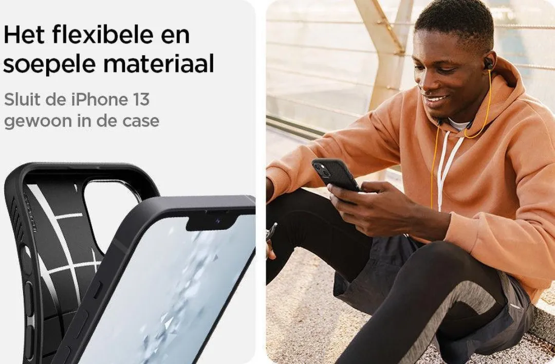 Spigen Liquid Air TPU Hoesje iPhone 13 - Zwart - afbeelding 6 van 6