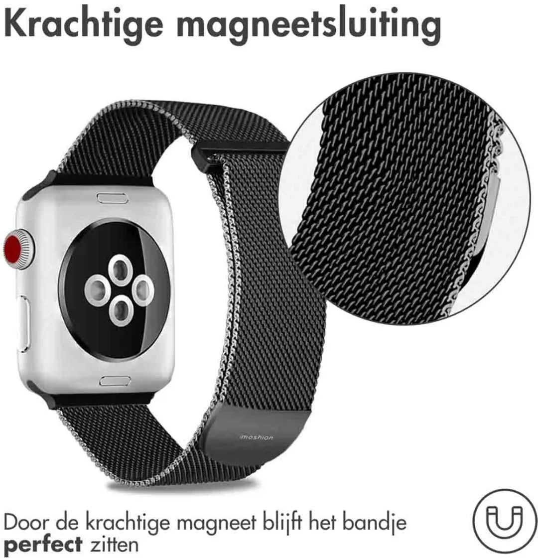 Imoshion Milanees Magnetisch Bandje Apple Watch - 44/45/46/49mm - Zwart