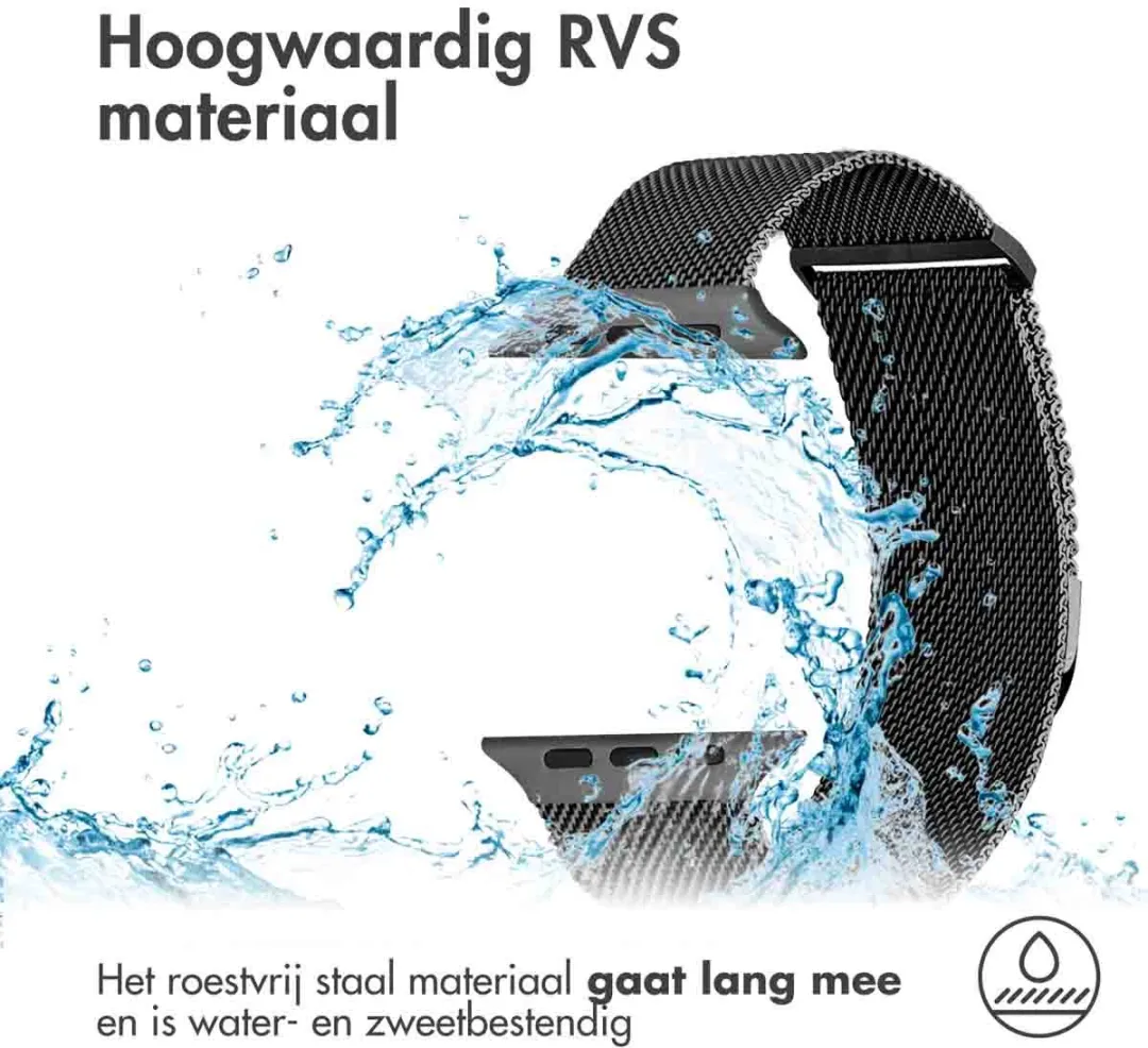 Imoshion Milanees Magnetisch Bandje Apple Watch - 44/45/46/49mm - Zwart