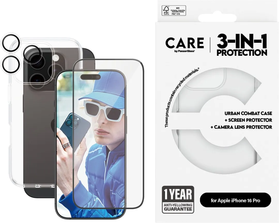 PanzerGlass CARE Flagship 3-in-1 iPhone 16 Pro Schermbeschermer - 1 Stuk - afbeelding 3 van 6