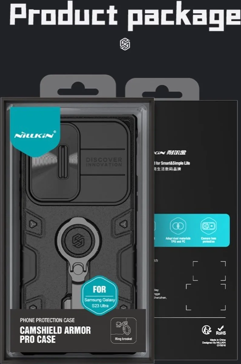 Nillkin Armor CamShield Hoesje S23 Ultra - Zwart - MPN 57983112702