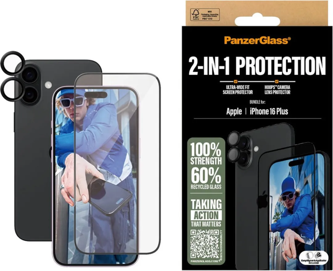 PanzerGlass iPhone 16 Plus 2-in-1 Screenprotector - 2 Stuks