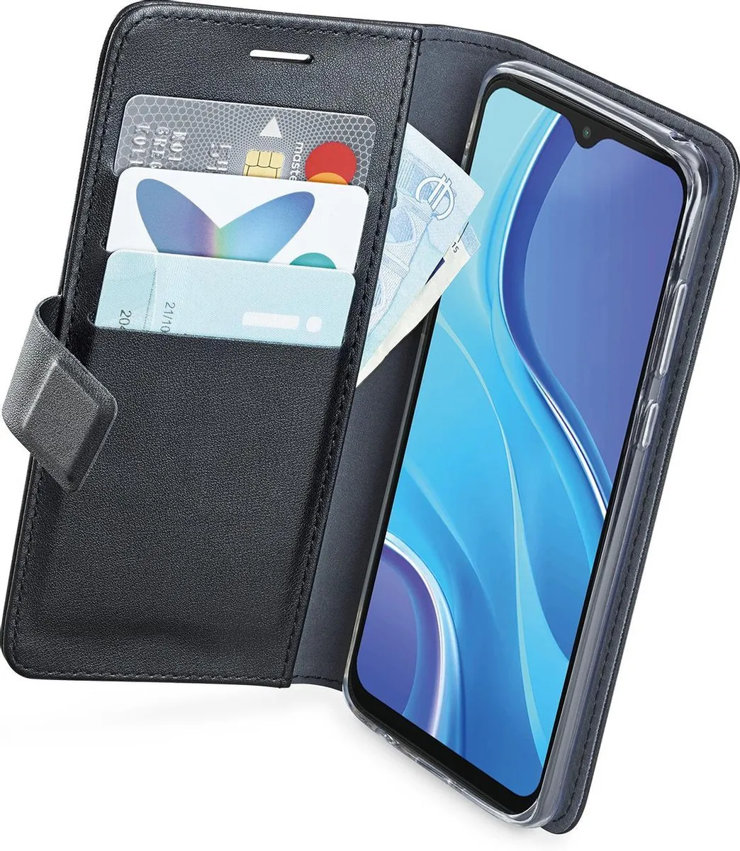Azuri Xiaomi Redmi 9 Walletcase - 3 Pasjes - Zwart