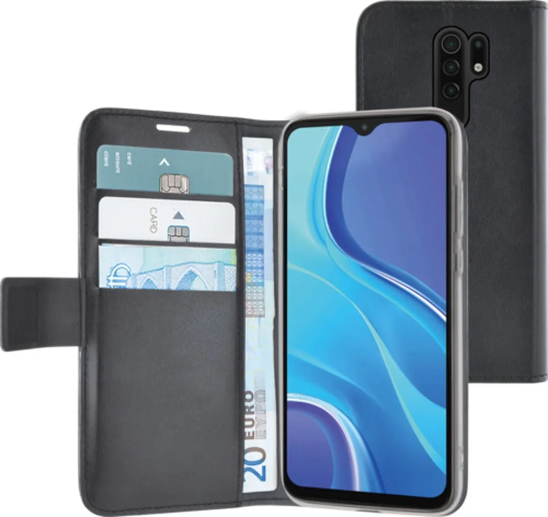 Azuri Xiaomi Redmi 9 Walletcase - 3 Pasjes - Zwart - afbeelding 6 van 6