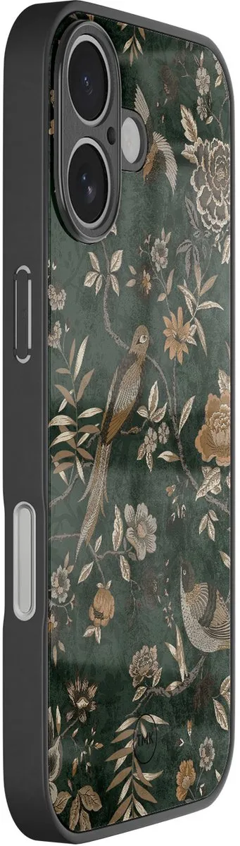 Casevibes iPhone 17 Hoesje - Groen Khaki Golden Flowers