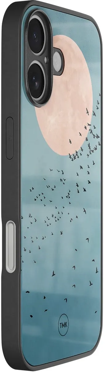 Casevibes iPhone 16 Moon Birds Hoesje - Blauw - TPU Glossy