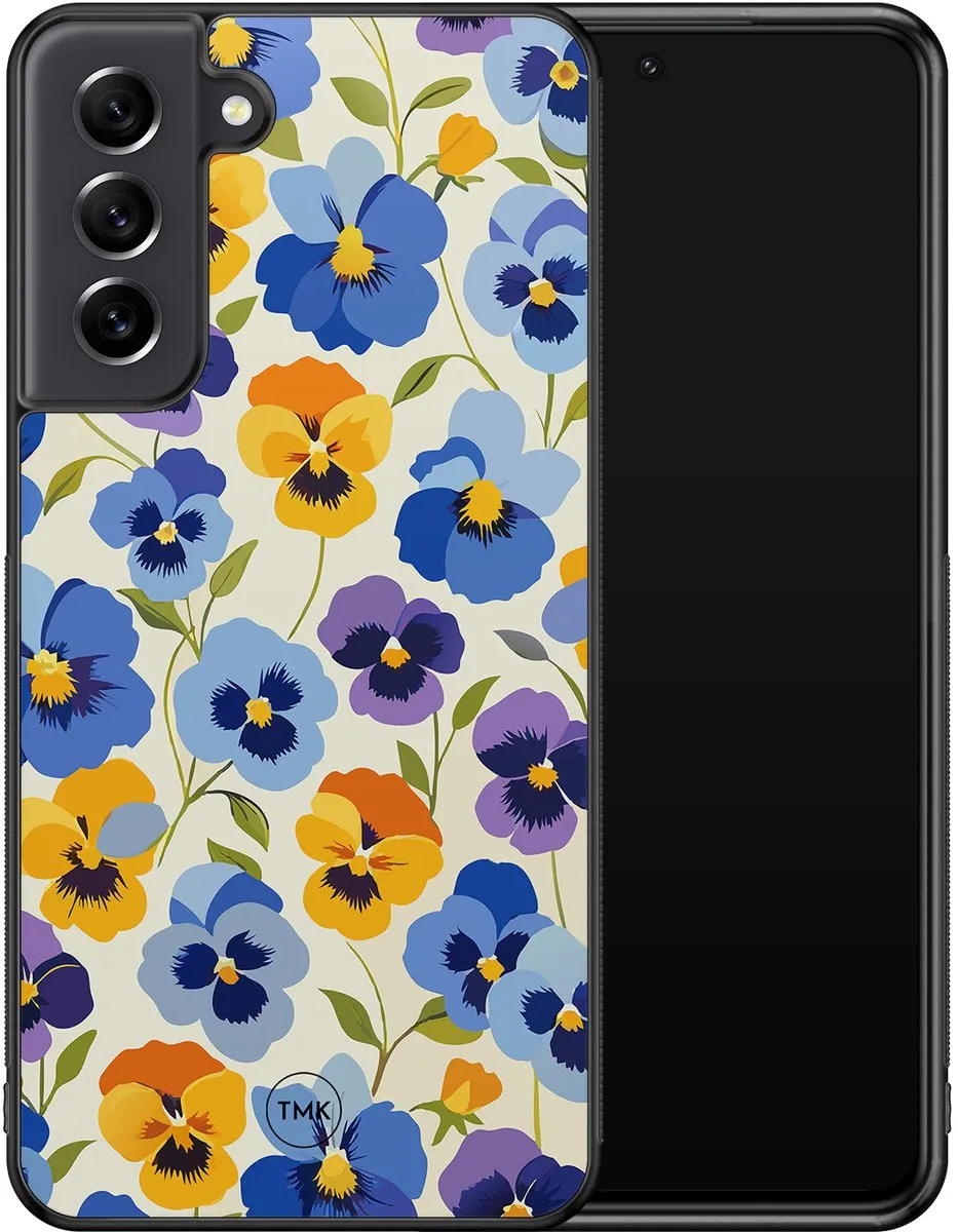 Casevibes Samsung Galaxy S21 FE Hoesje - Viooltjesmix Bloemen - Paars