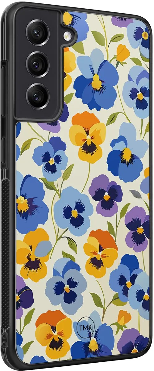 Casevibes Samsung Galaxy S21 FE Hoesje - Viooltjesmix Bloemen - Paars