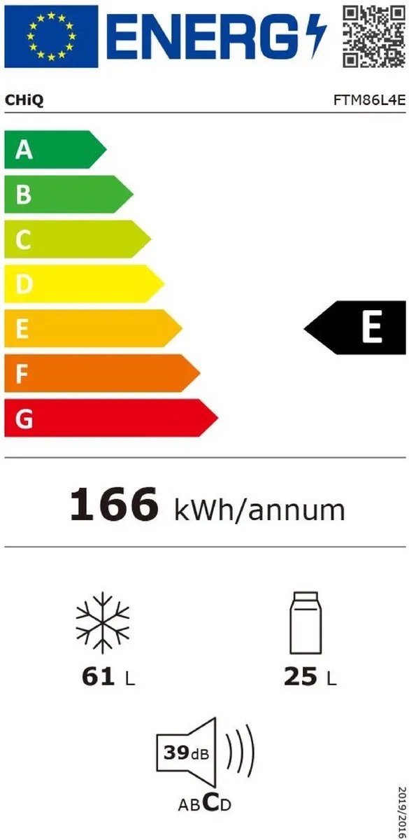 CHiQ FTM86L4E Tafelmodel Koelkast - 86L - Zwart - afbeelding 2 van 6