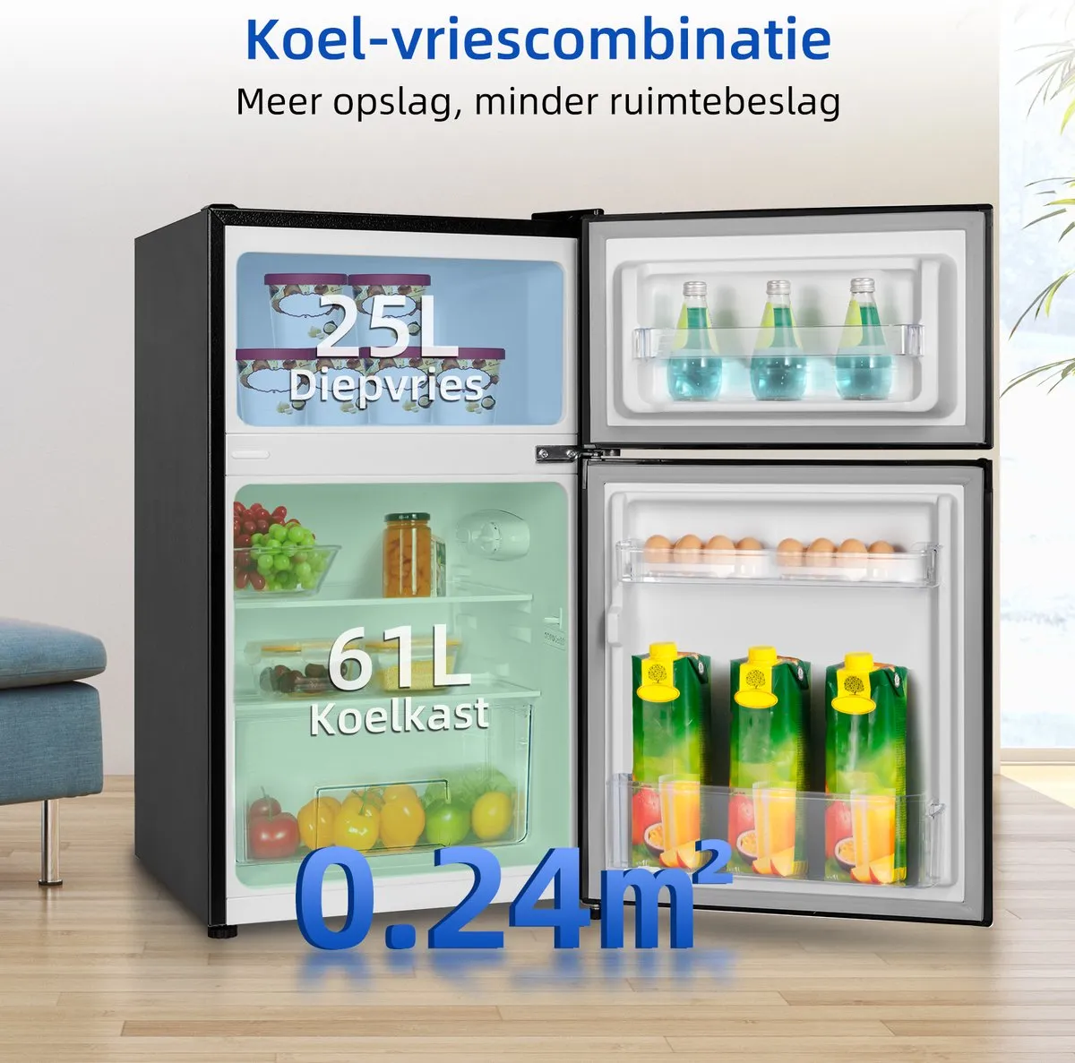 CHiQ FTM86L4E Tafelmodel Koelkast - 86L - Zwart - afbeelding 4 van 6