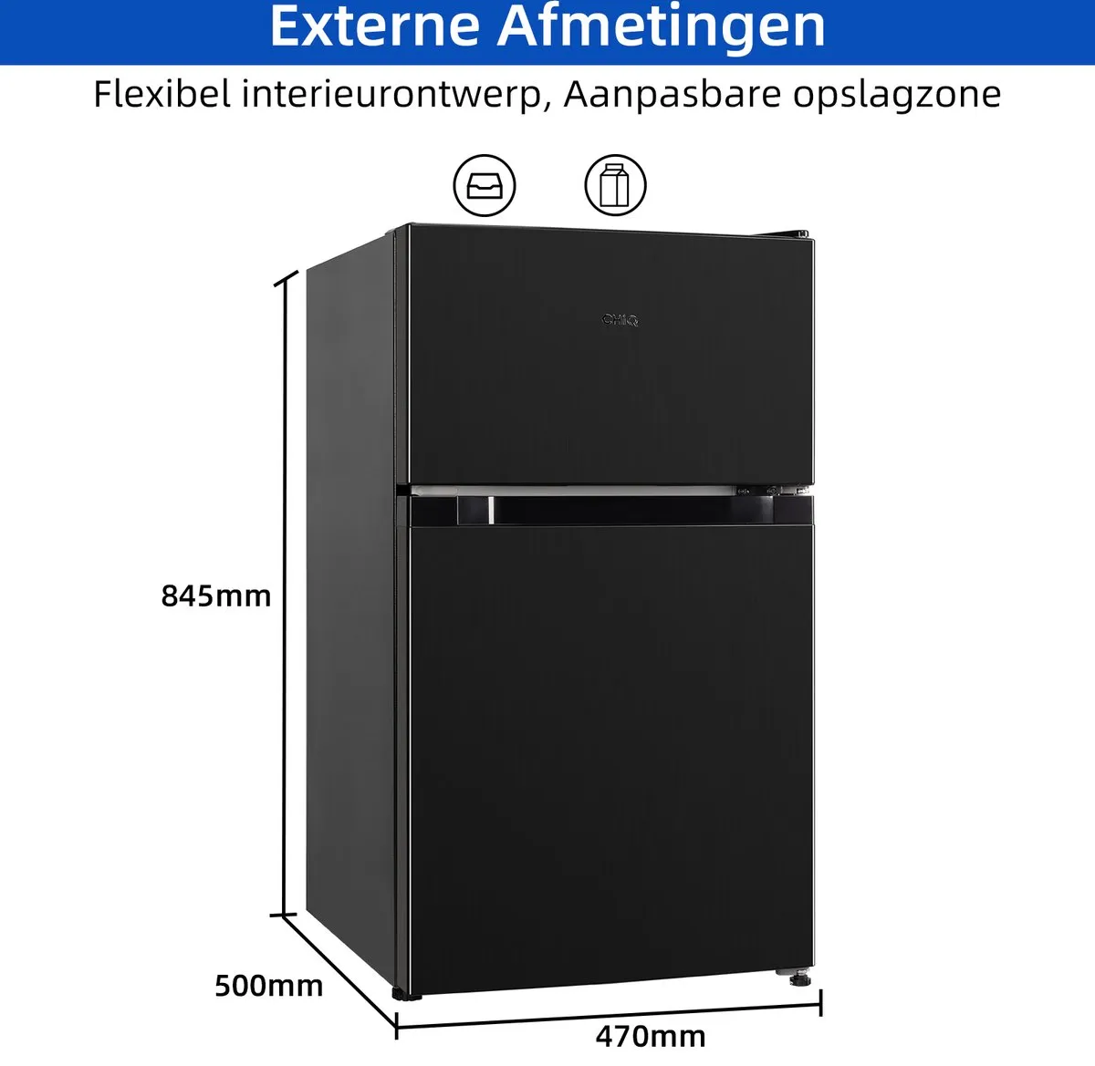 CHiQ FTM86L4E Tafelmodel Koelkast - 86L - Zwart - afbeelding 3 van 6