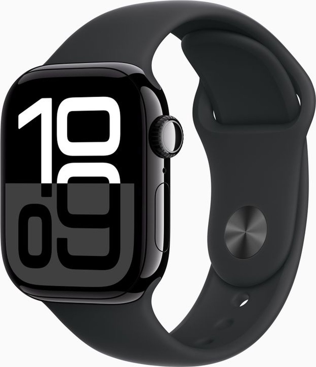 Apple Watch Series 10 - Wifi + 4G - 46mm - Zwarte Aluminium Case met Zwart Sportbandje - S/M