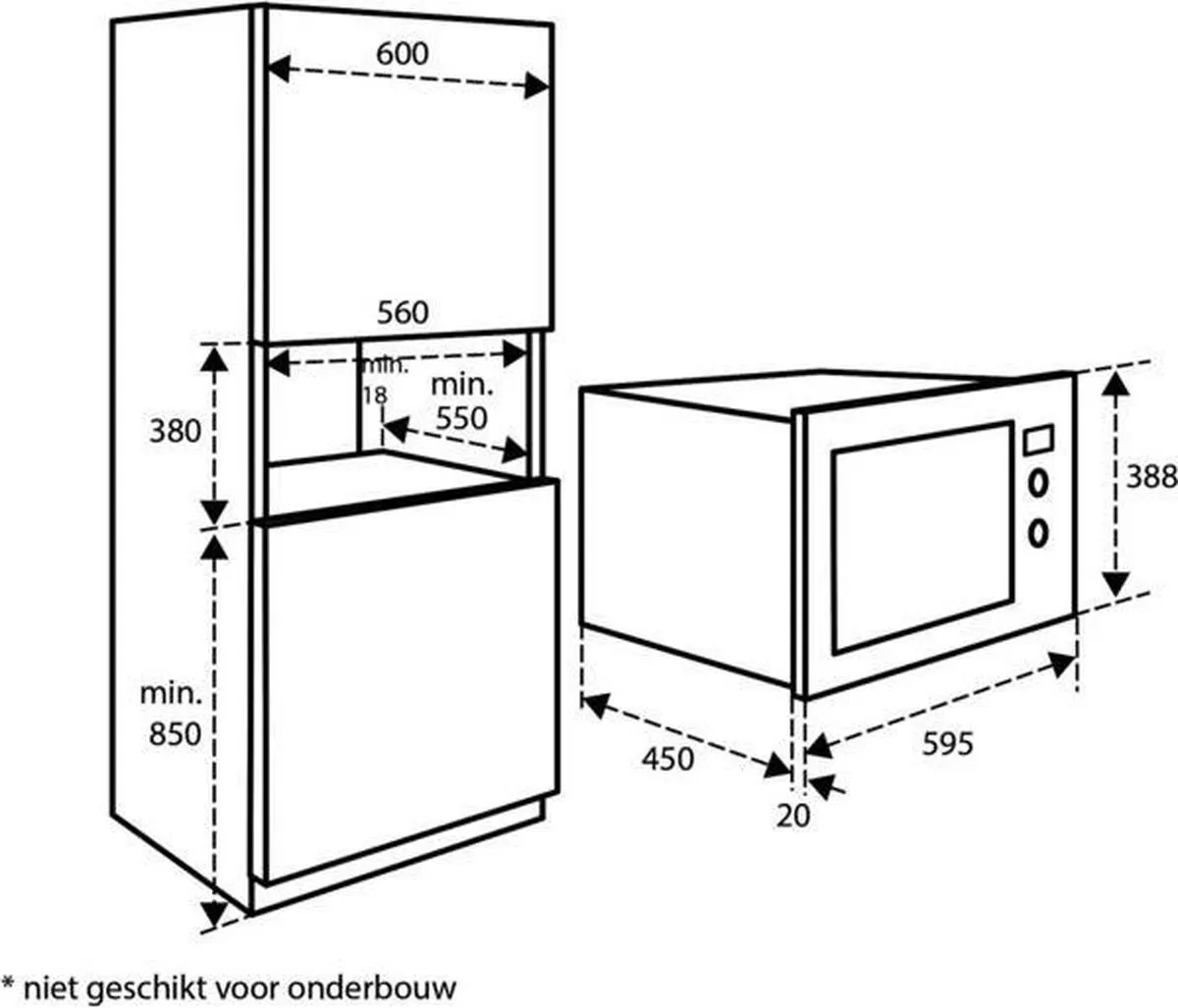 Inventum IMC6032F Inbouw Combi-oven 32L - 1000W Magnetron - 220°C