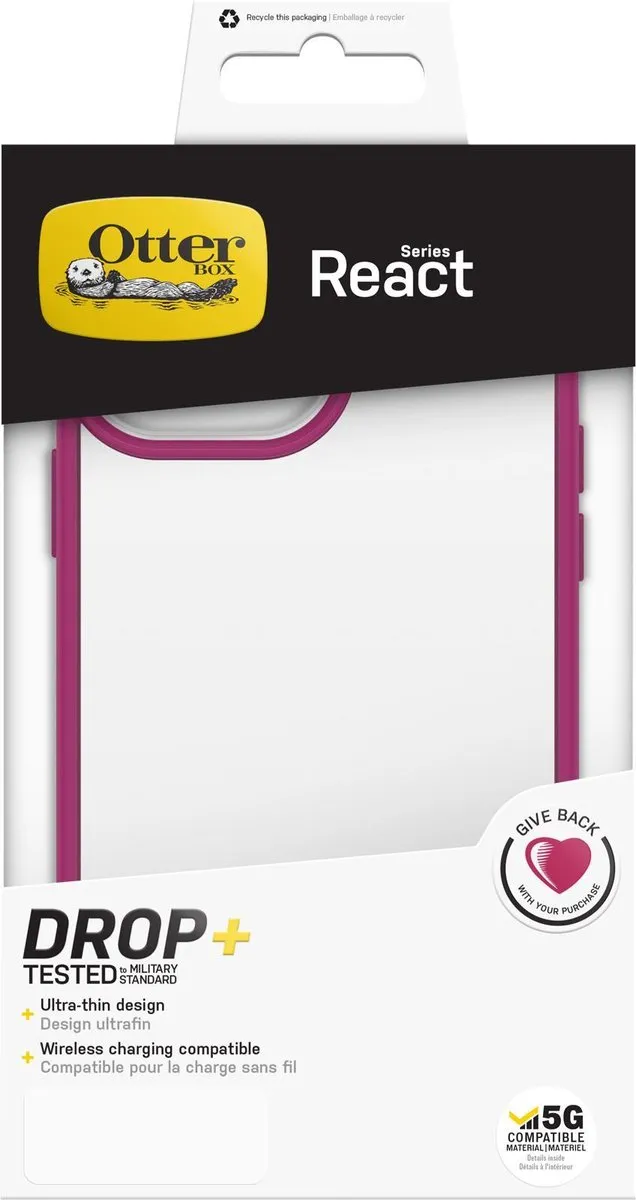 OtterBox React 77-85852 Hoesje - iPhone 12/13 Pro Max - Roze & Transparant