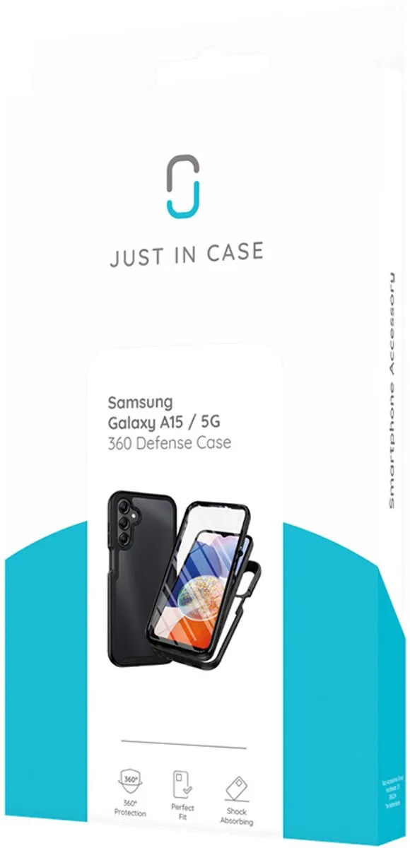 Just in Case Cazy Hoesje Samsung Galaxy A16 - 360° Full Protection - Zwart