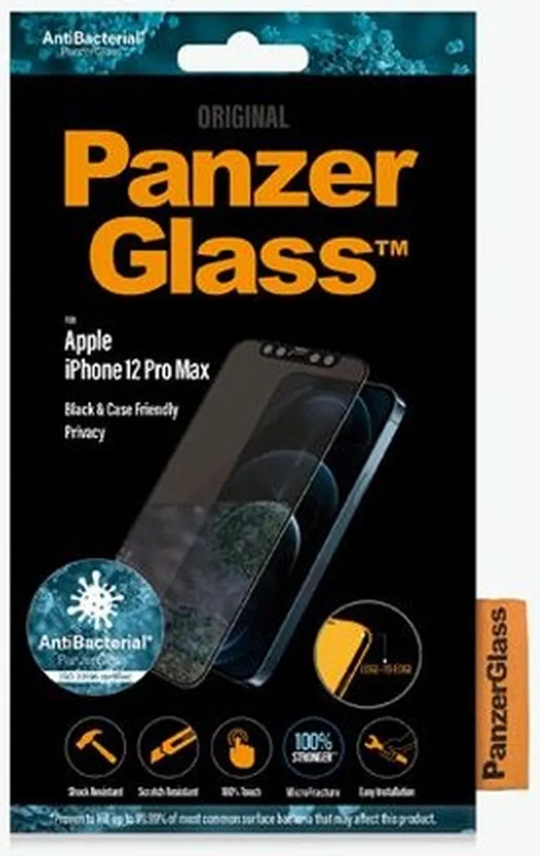 PanzerGlass PZ-P2712 Screenprotector iPhone 12 Pro Max - Zwart