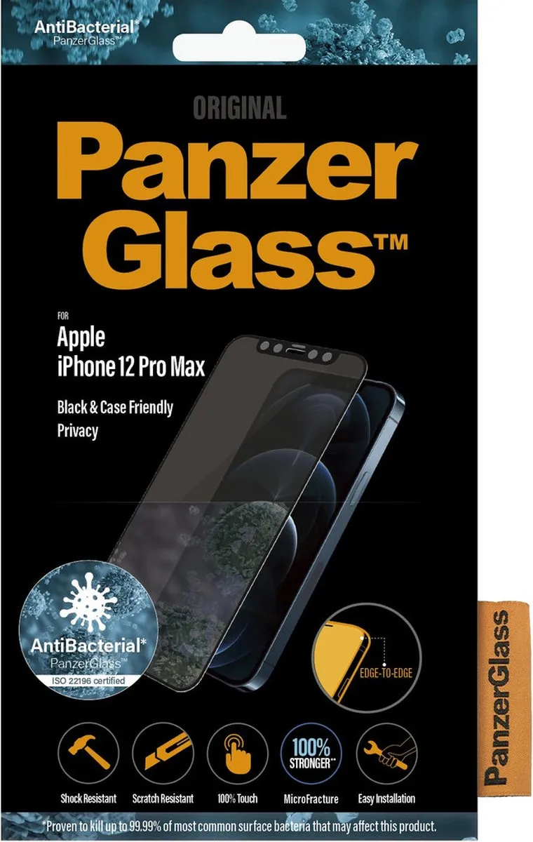 PanzerGlass PZ-P2712 Screenprotector iPhone 12 Pro Max - Zwart