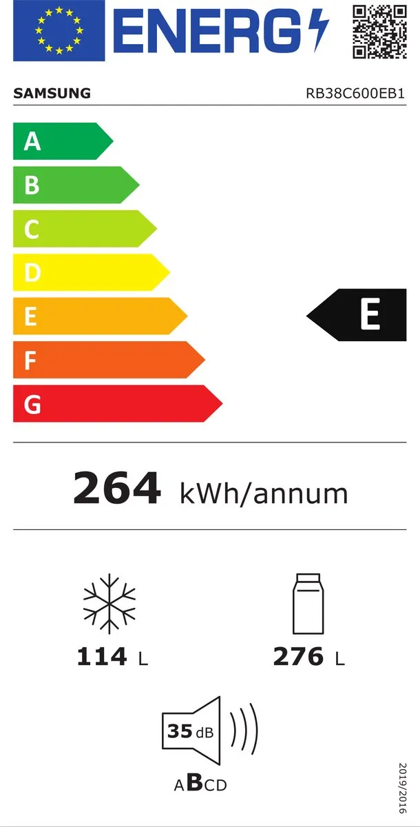 Samsung RB38C600EB1 Vrijstaand Koelkast 390L - Zwart