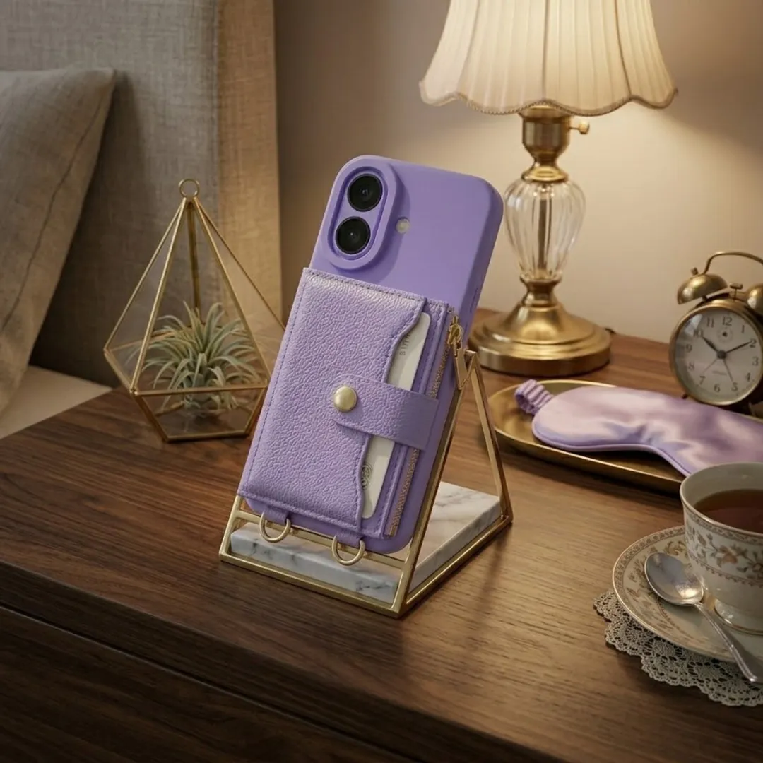 NUVEX iPhone 17 Paars Hoesje met Portemonnee - Kunstleer