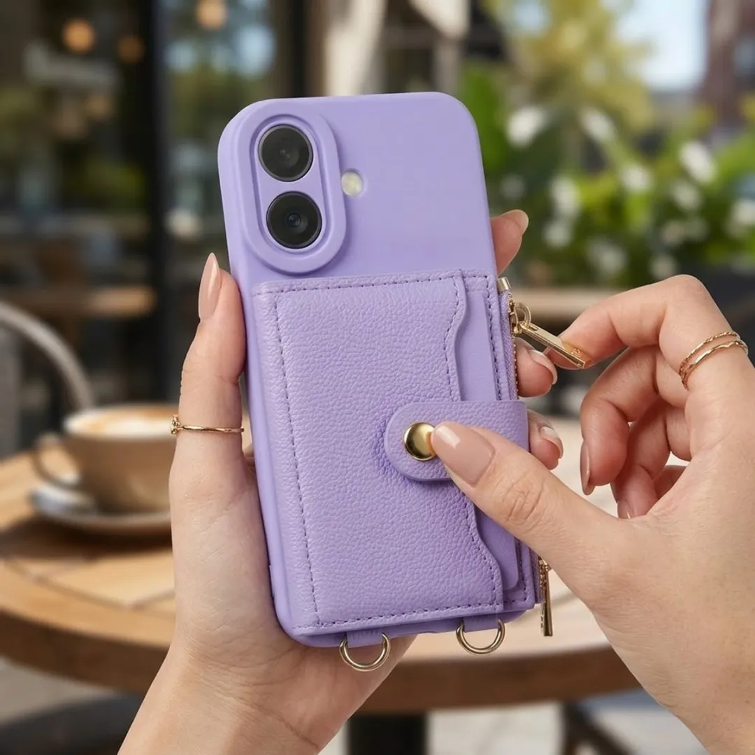 NUVEX iPhone 17 Paars Hoesje met Portemonnee - Kunstleer