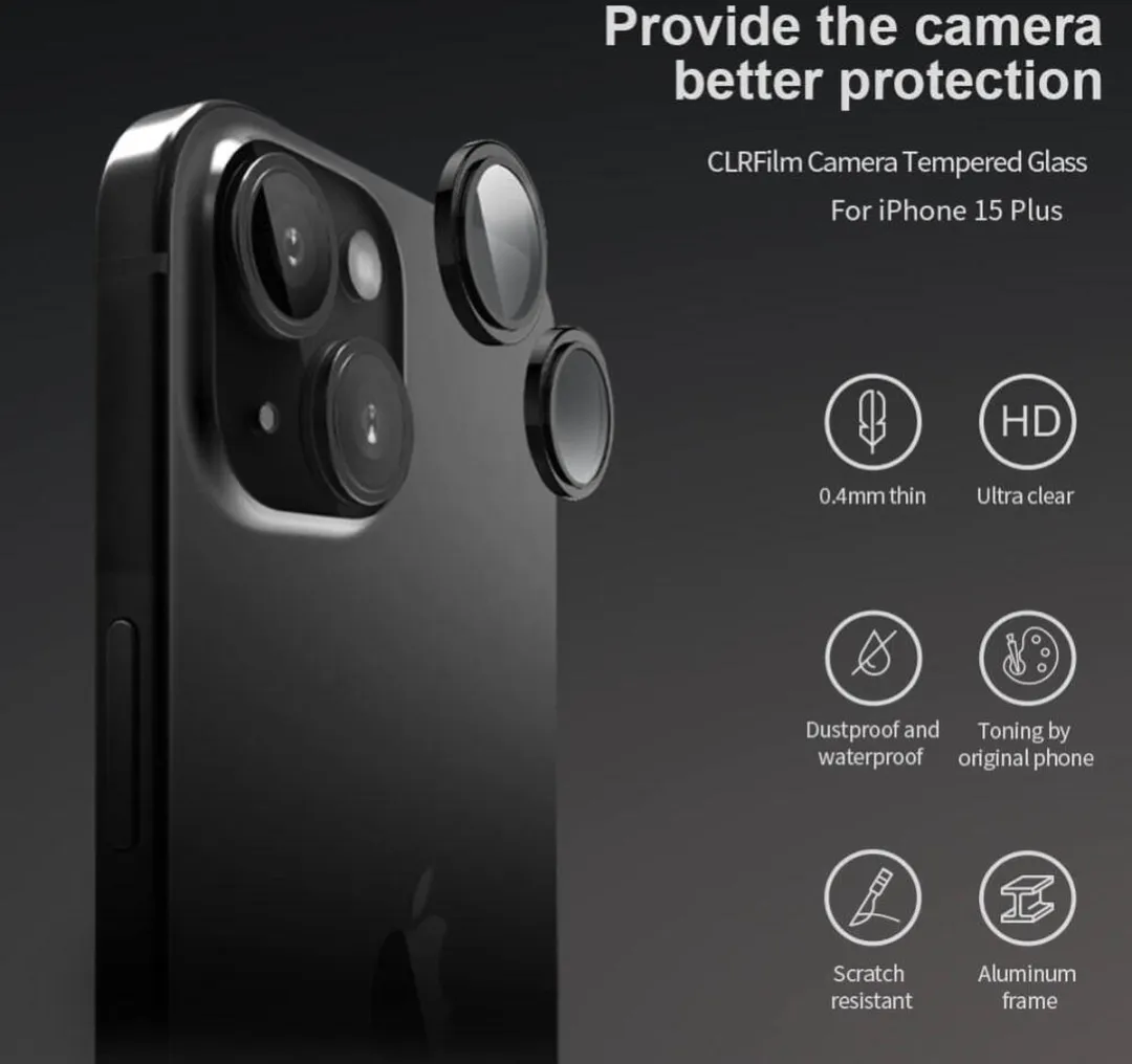 Nillkin CLR Camera Protector Glas - iPhone 15/15 Plus - Zwart - afbeelding 3 van 6
