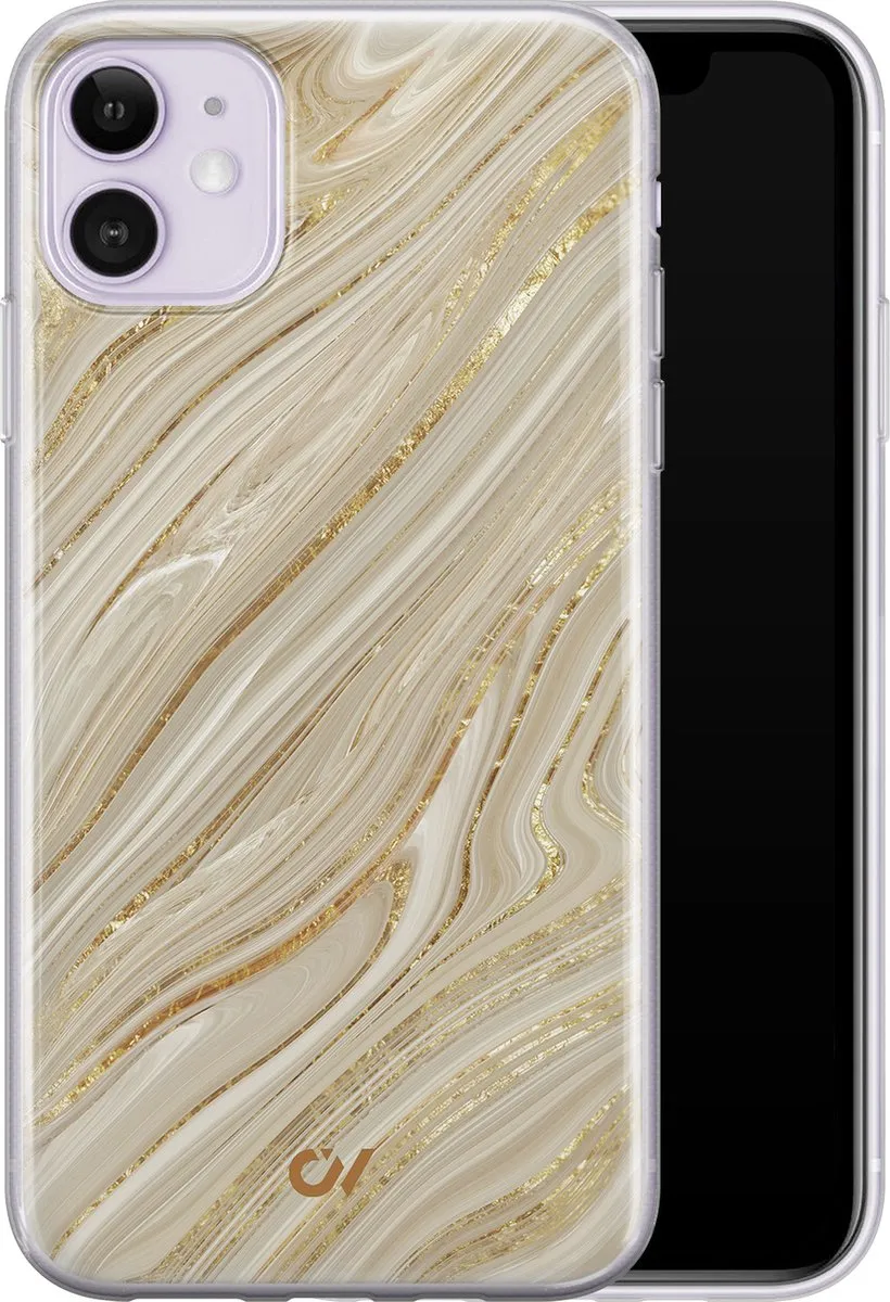 Casevibes iPhone 11 Hoesje Golden Marble - Goud - A/11/UV/024