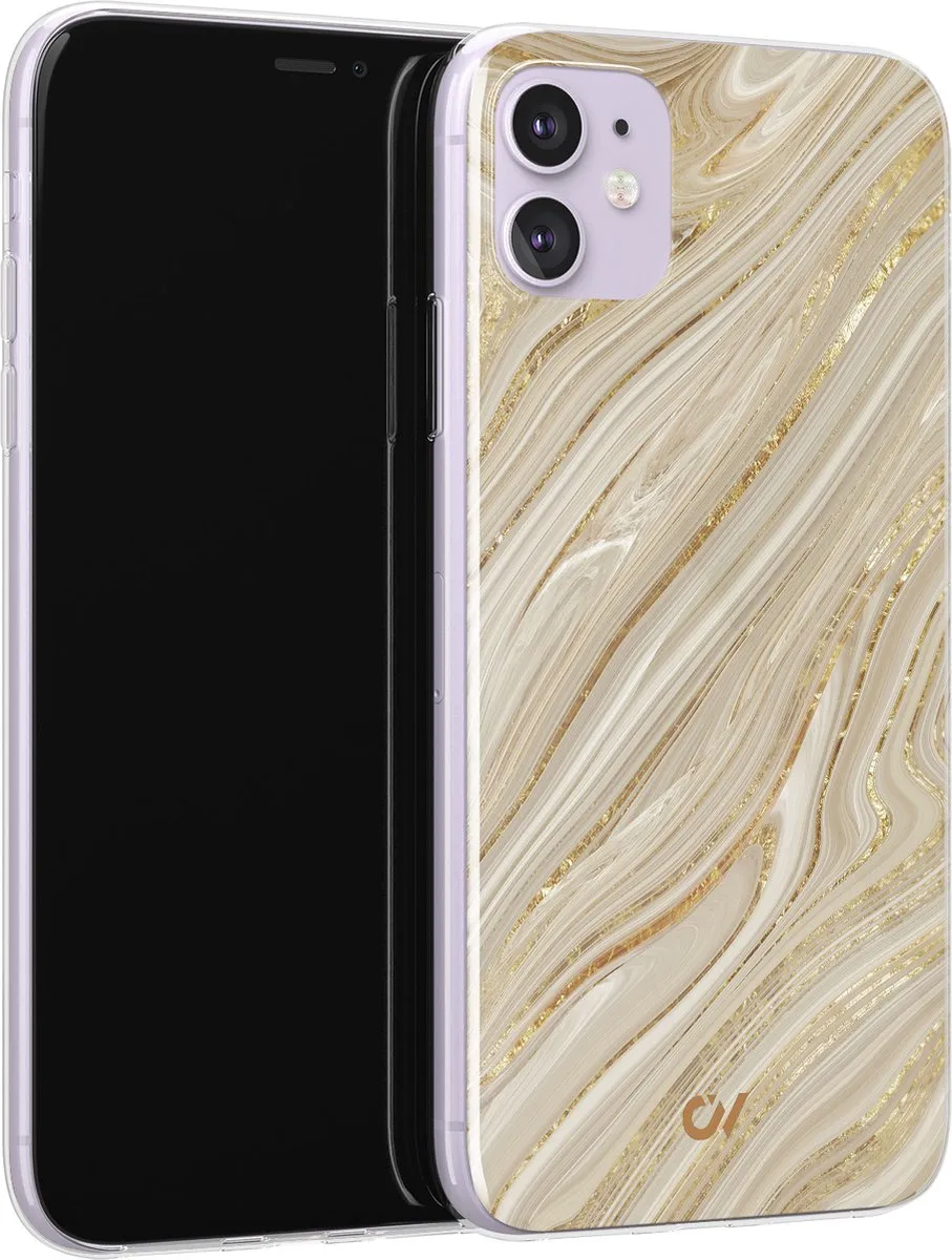 Casevibes iPhone 11 Hoesje Golden Marble - Goud - A/11/UV/024