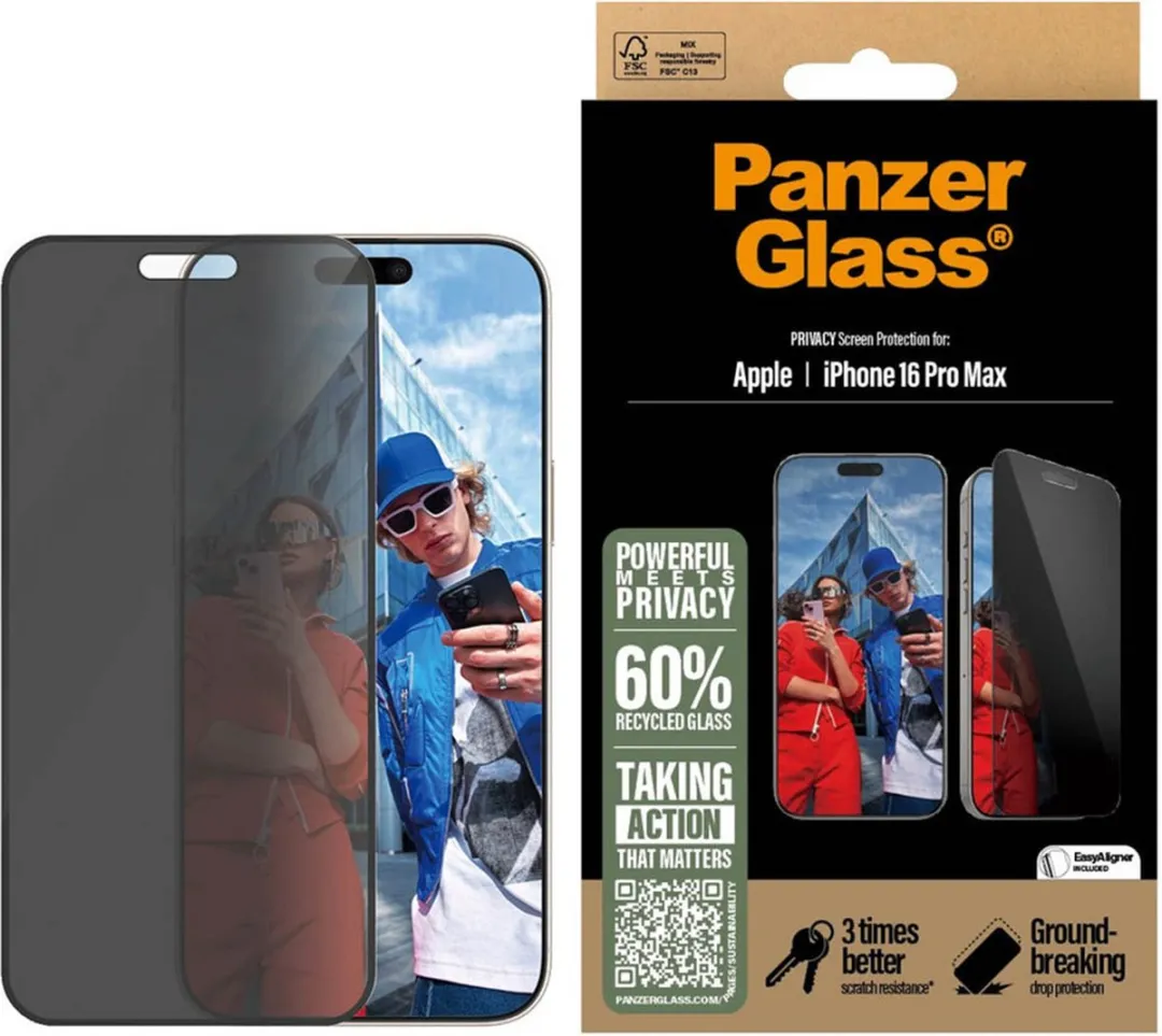 PanzerGlass P2864 Screenprotector iPhone 16 Pro Max - Privacy - Zwart