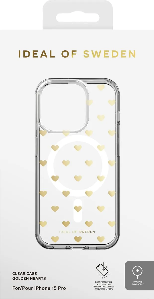 iDeal of Sweden Clear Case MagSafe iPhone 15 Pro Golden Hearts - IDSICMS-I2361-83 - afbeelding 3 van 6