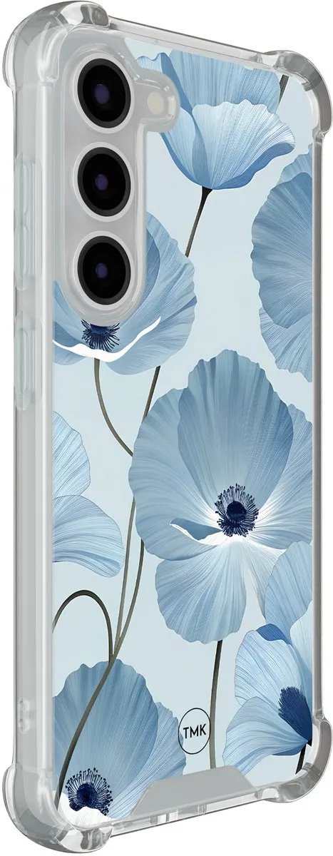 Casevibes Shockproof Hoesje S/S23/S/024 - Samsung Galaxy S23 - Blauw Bloemenveld