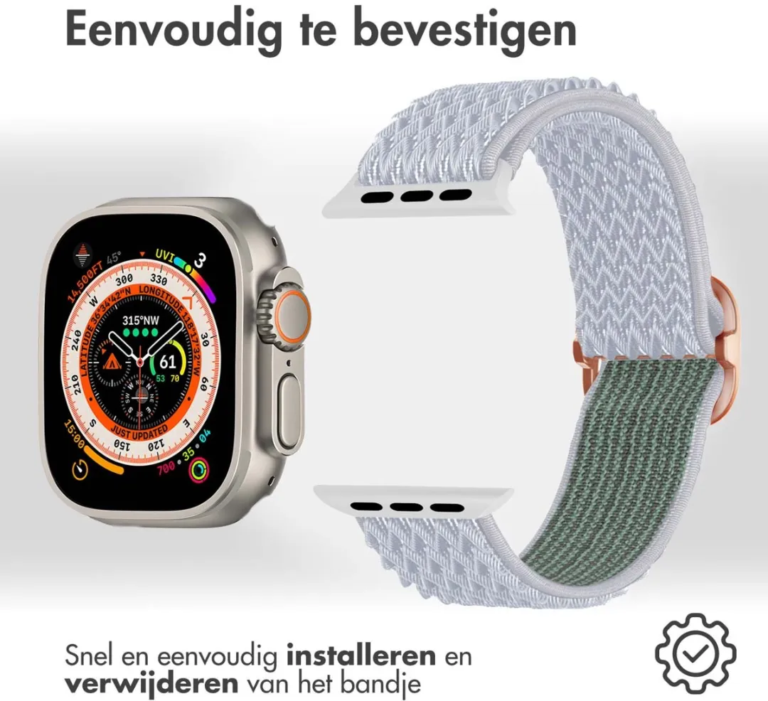 Imoshion Elastisch Nylon Bandje Apple Watch 44-49mm - Lichtgrijs