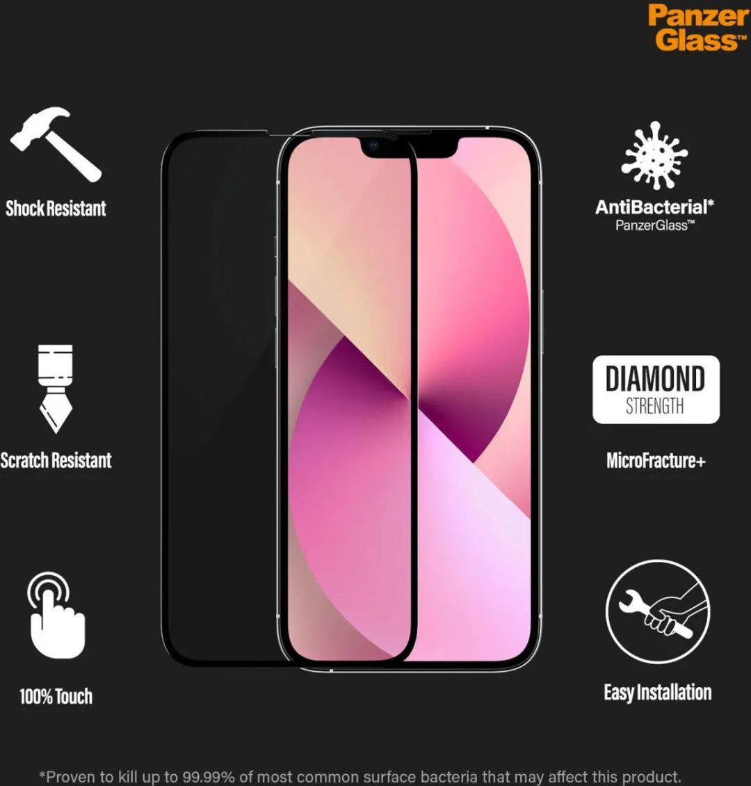 PanzerGlass PZ-PRO2744 iPhone 13 Mini Schermbeschermer - Zwart - afbeelding 6 van 6