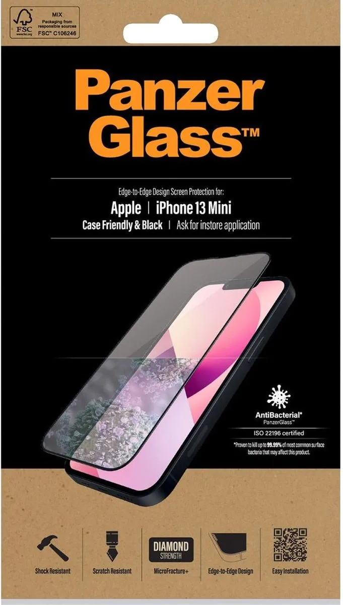 PanzerGlass PZ-PRO2744 iPhone 13 Mini Schermbeschermer - Zwart