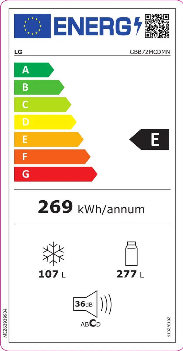 LG GBB72MCDMN Koel-Vriescombinatie 384L - Zwart
