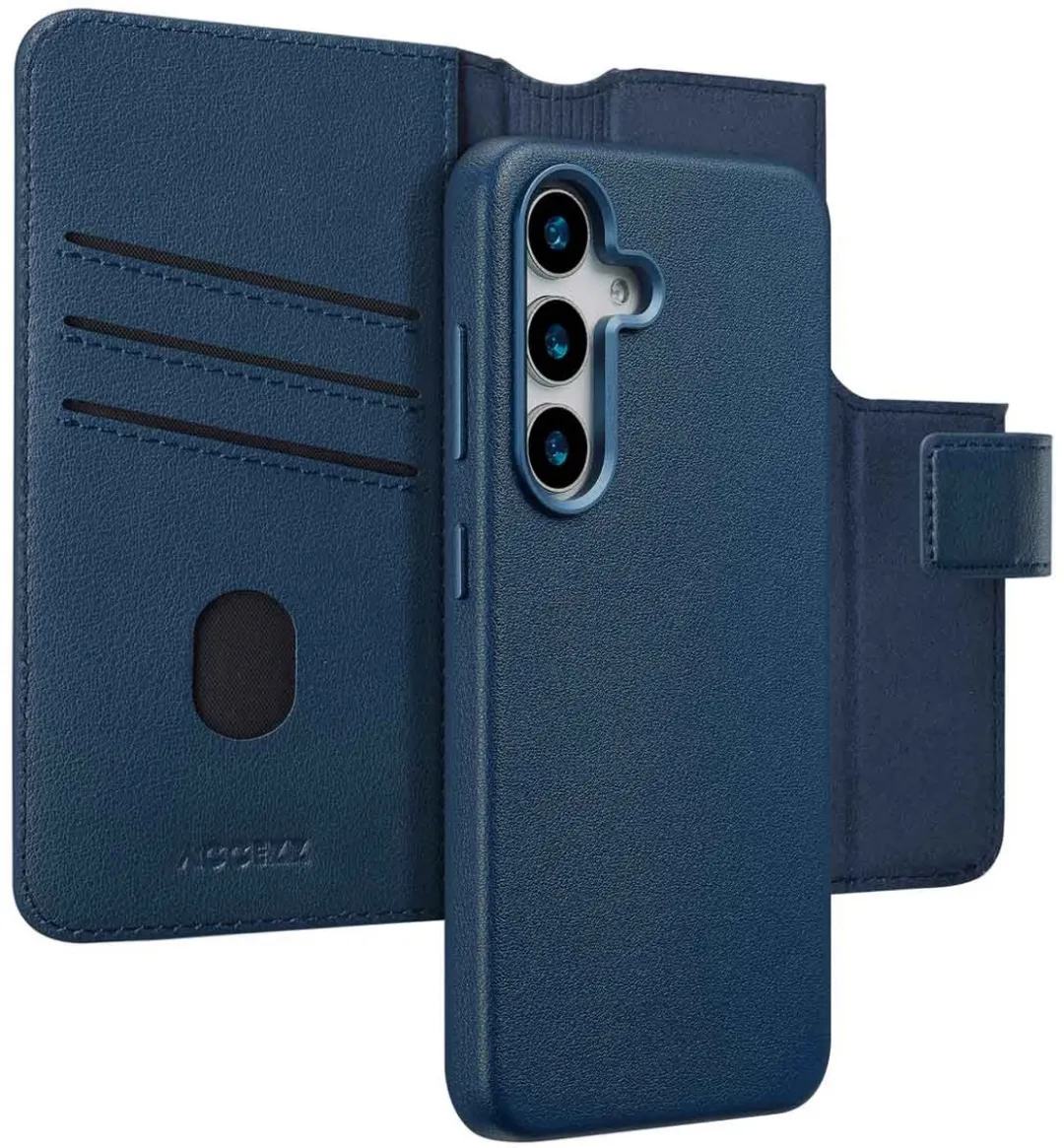 Accezz Hoesje Samsung Galaxy S25 Leather Bookcase 2-in-1 Nightfall Blue