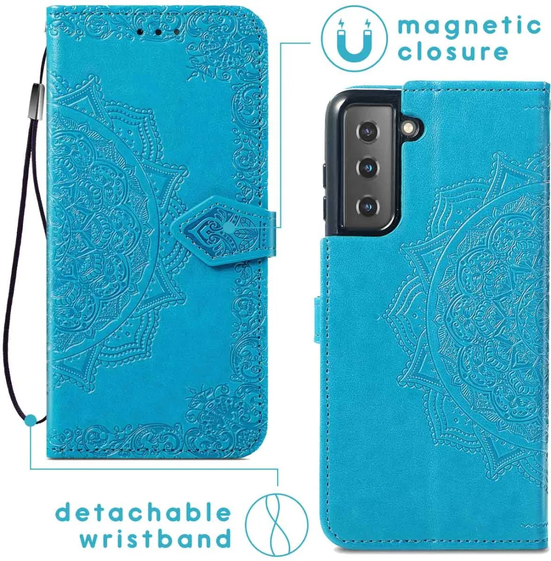 Imoshion Mandala Bookcase Hoesje Samsung Galaxy S22 - Turquoise