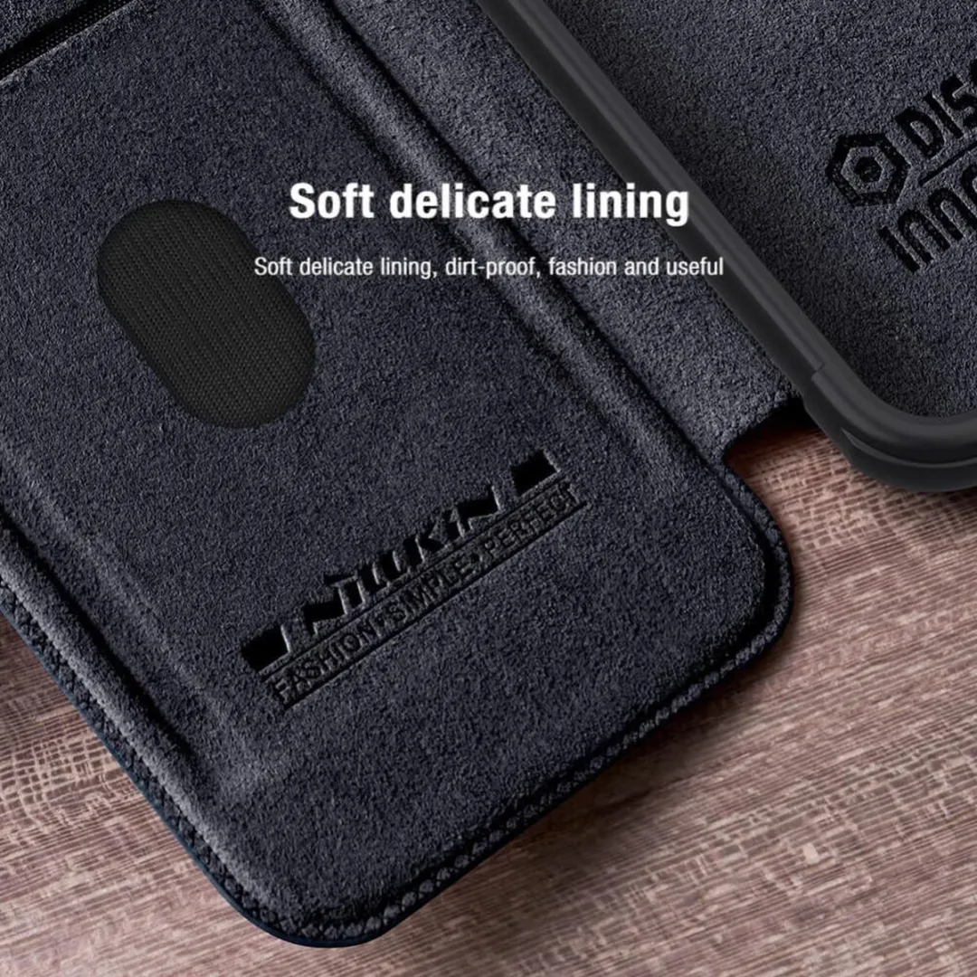 Nillkin Qin Leather Book Case Hoesje - Samsung Galaxy A35 - 2 Pasjes - Zwart - afbeelding 6 van 6