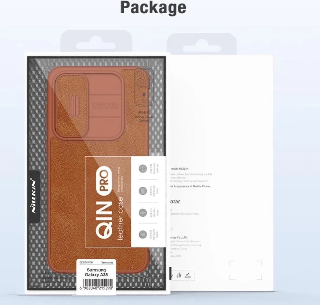 Nillkin Qin Leather Book Case Hoesje - Samsung Galaxy A35 - 2 Pasjes - Zwart
