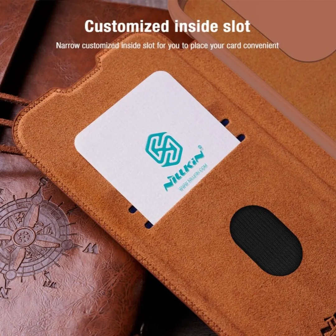 Nillkin Qin Leather Book Case Hoesje - Samsung Galaxy A35 - 2 Pasjes - Zwart