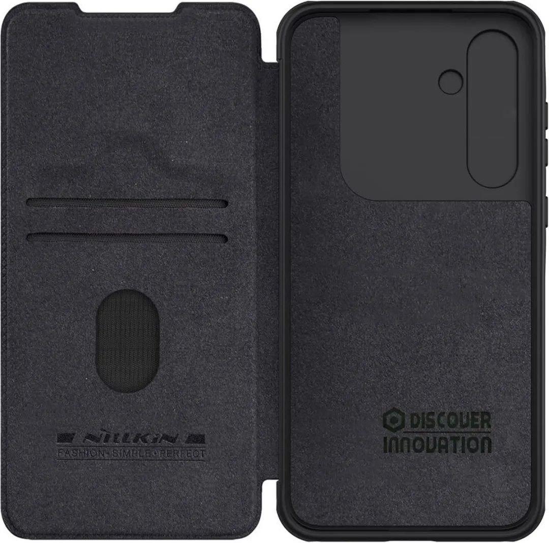 Nillkin Qin Leather Book Case Hoesje - Samsung Galaxy A35 - 2 Pasjes - Zwart