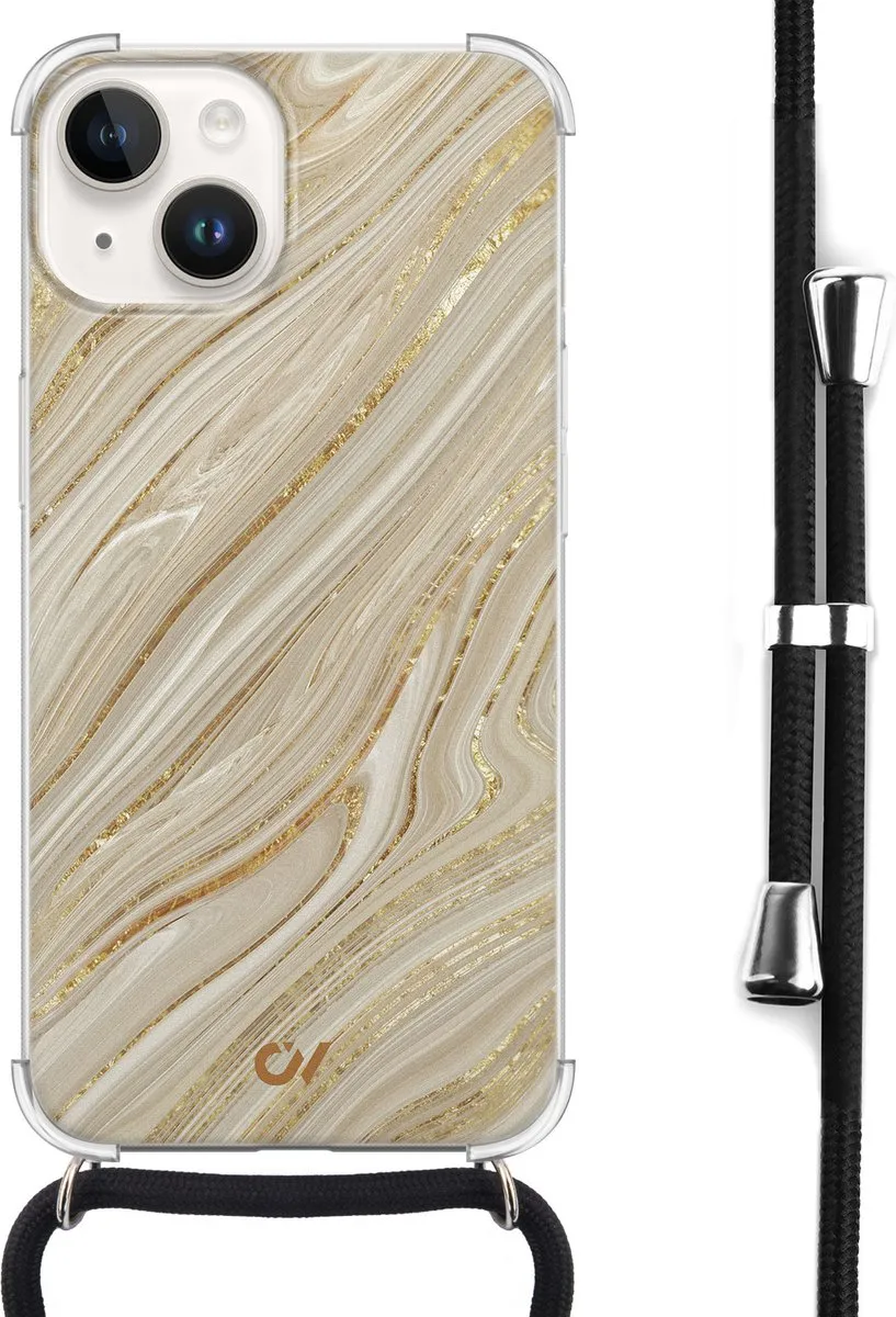Casevibes Telefoonhoesje iPhone 14 Golden Marble C/14/UV/003