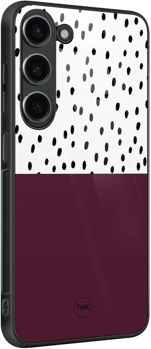 Casevibes Samsung Galaxy S23 Hoesje - Paars Burgundy Dots