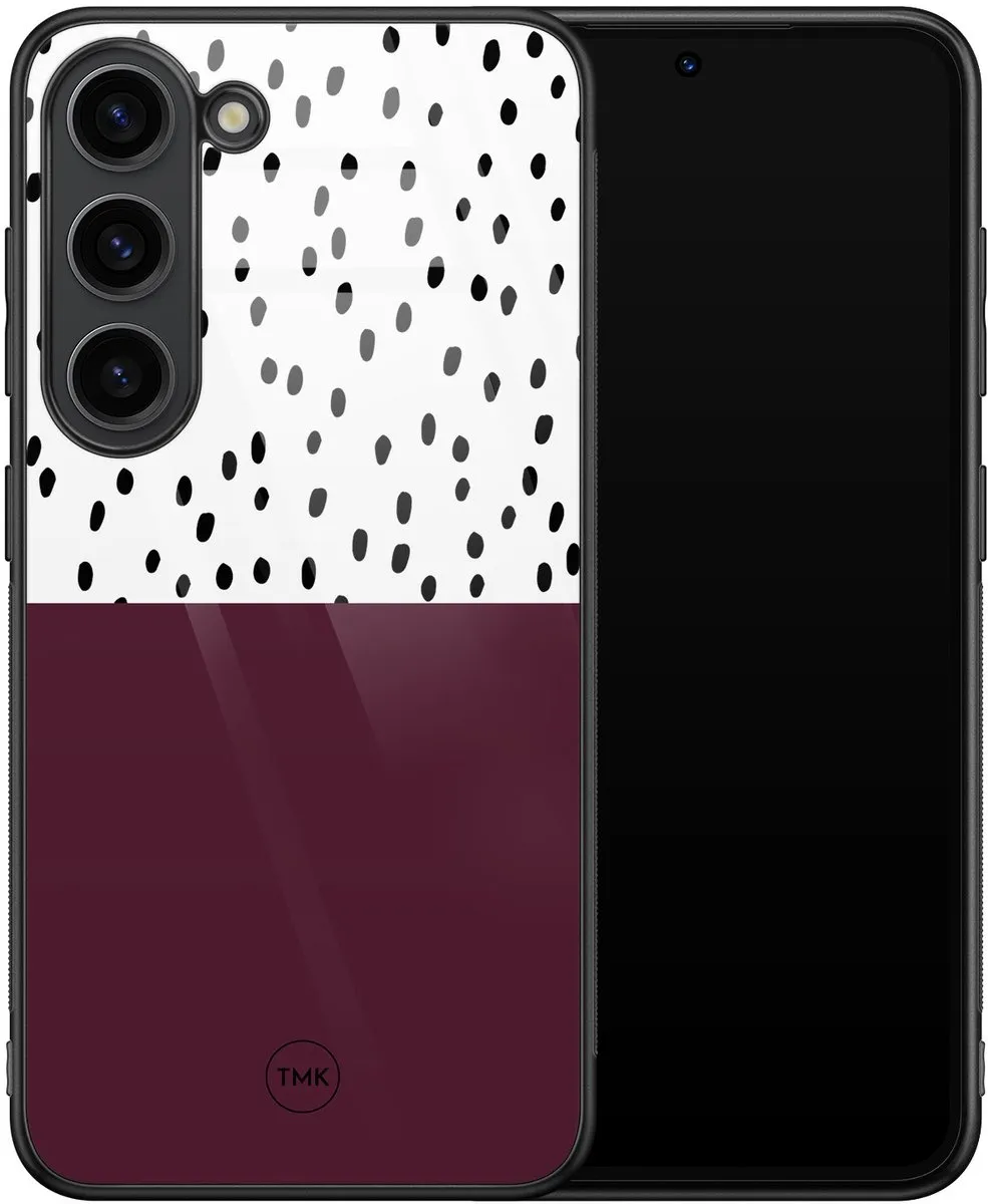 Casevibes Samsung Galaxy S23 Hoesje - Paars Burgundy Dots