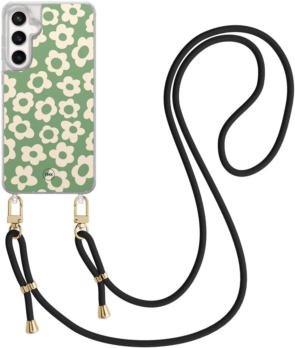 Casevibes S24 FE Telefoonhoesje - Groen Retro Cute Flowers - CV/S/S24FE/C/019