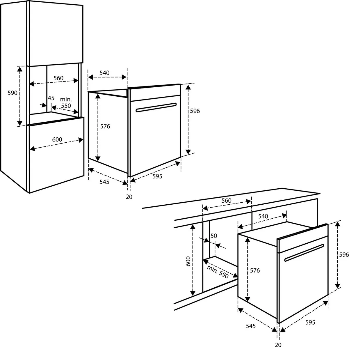 Inventum IOH6072RK Inbouwoven 72L - 60cm - Zwart/RVS
