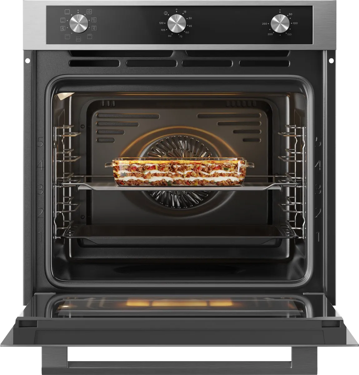 Inventum IOH6072RK Inbouwoven 72L - 60cm - Zwart/RVS