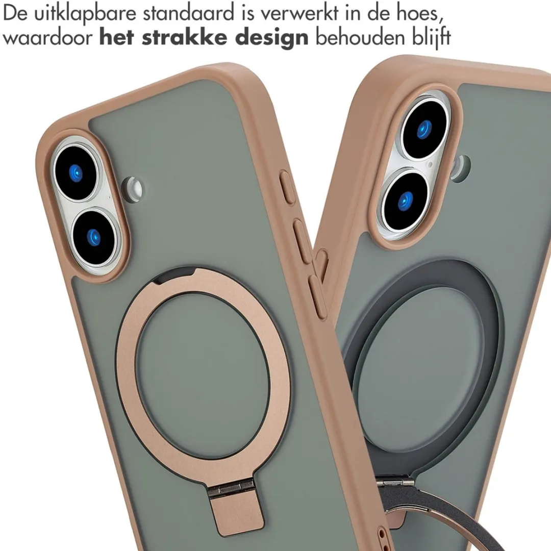 Accezz iPhone 16 Hoesje - MagSafe Ringstand Bruin
