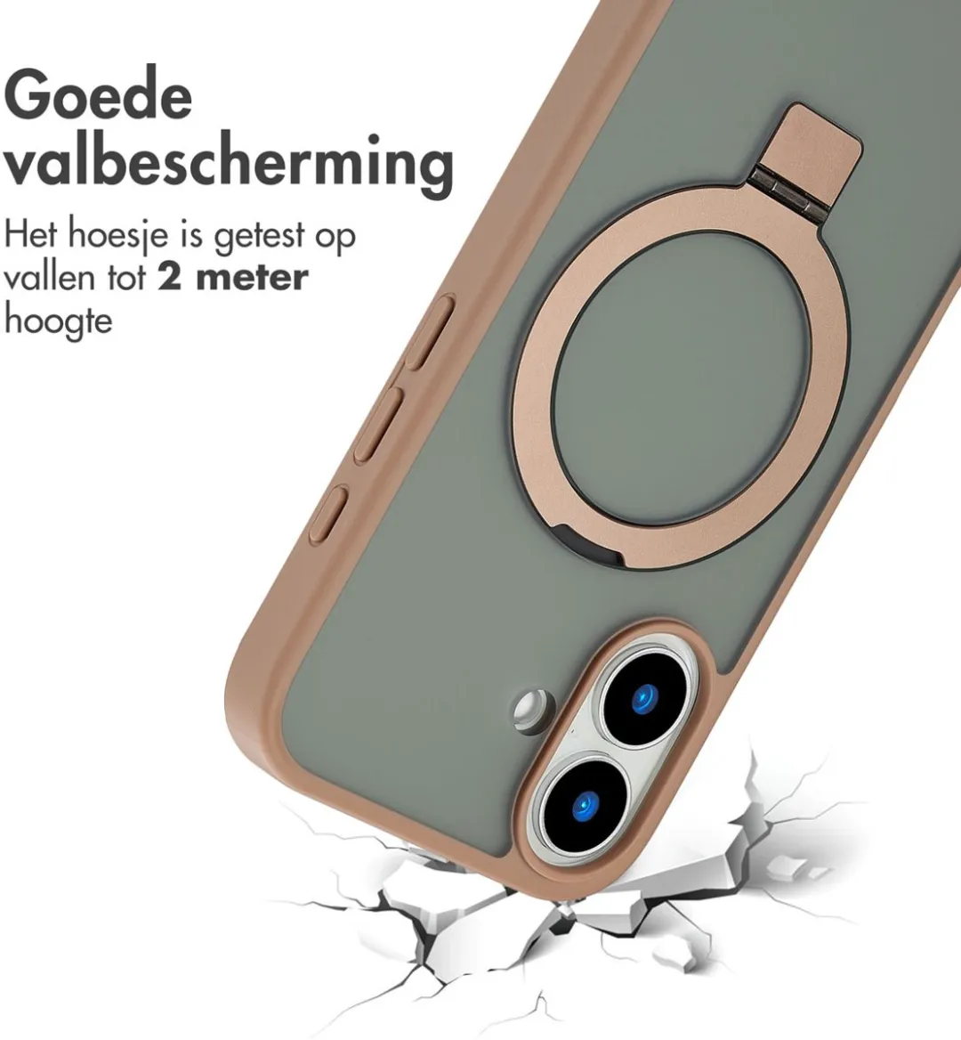 Accezz iPhone 16 Hoesje - MagSafe Ringstand Bruin